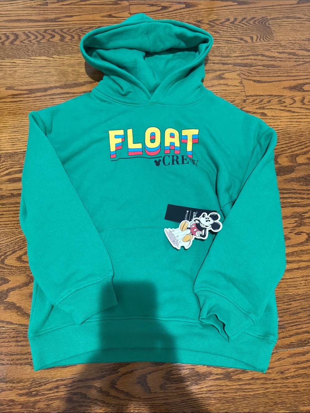 Disney Macys thanksgiving parade green  'FLOAT' Hooded Pullover with Mickey Tag
